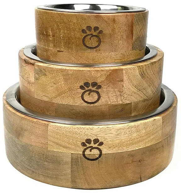 MANGO WOOD DOG & CAT FEEDER